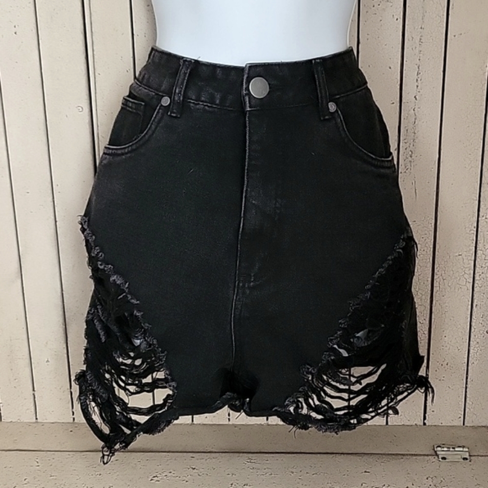 High-rise distressed shorts